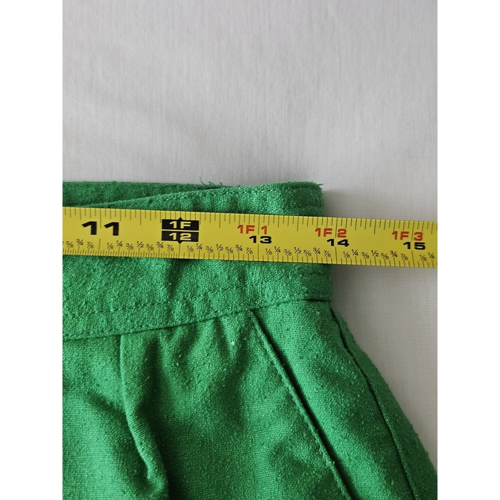 Vtg Liz Claiborne Kelly Green Pleated Hidden Button Silk Midi Skirt 12 - Picture 12 of 16
